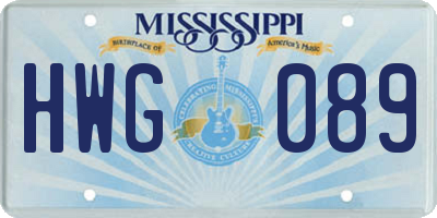 MS license plate HWG089