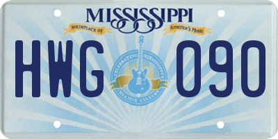 MS license plate HWG090