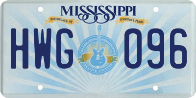 MS license plate HWG096
