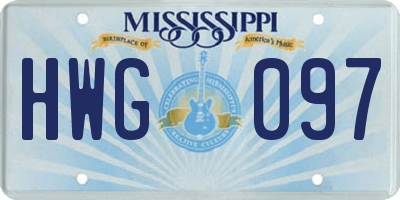 MS license plate HWG097