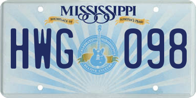 MS license plate HWG098