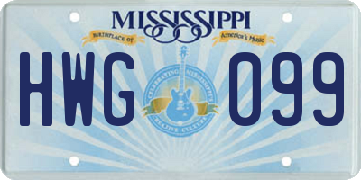 MS license plate HWG099