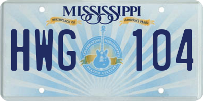 MS license plate HWG104