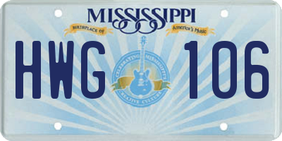 MS license plate HWG106