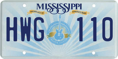 MS license plate HWG110