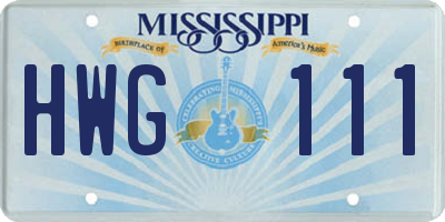 MS license plate HWG111