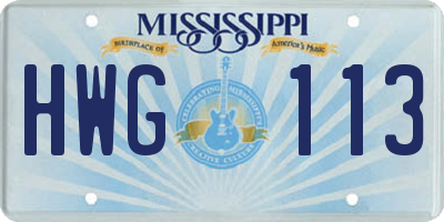 MS license plate HWG113
