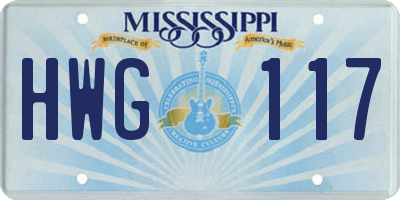 MS license plate HWG117