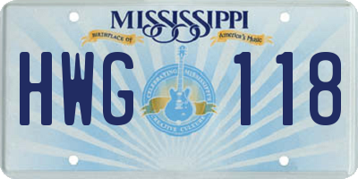 MS license plate HWG118
