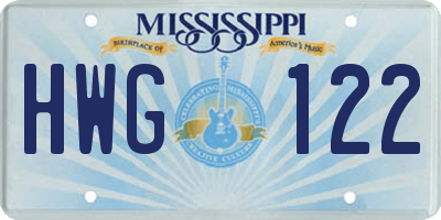 MS license plate HWG122