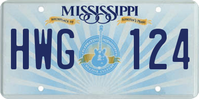 MS license plate HWG124