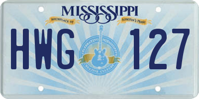 MS license plate HWG127
