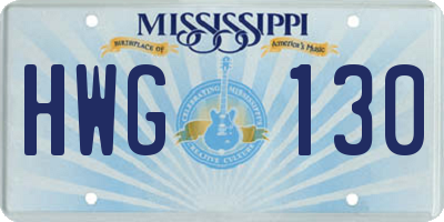 MS license plate HWG130