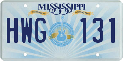 MS license plate HWG131
