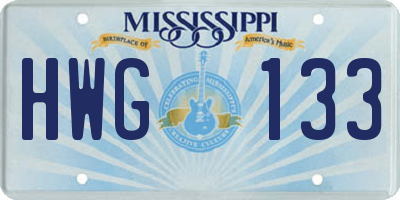 MS license plate HWG133