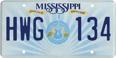 MS license plate HWG134