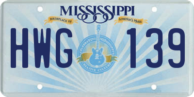 MS license plate HWG139