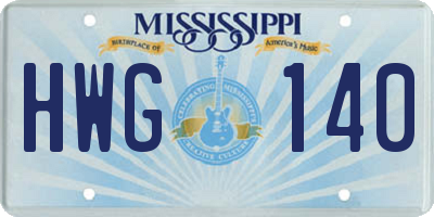 MS license plate HWG140