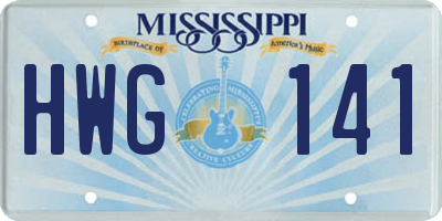 MS license plate HWG141