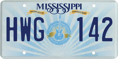MS license plate HWG142