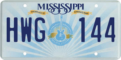 MS license plate HWG144