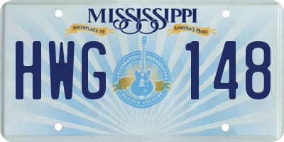 MS license plate HWG148