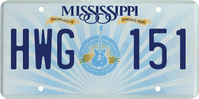 MS license plate HWG151