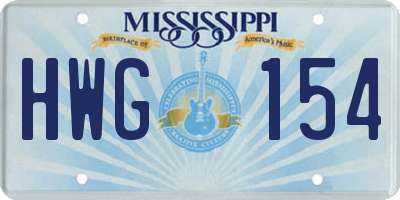 MS license plate HWG154