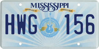 MS license plate HWG156