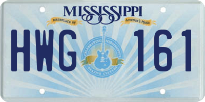 MS license plate HWG161