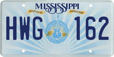 MS license plate HWG162