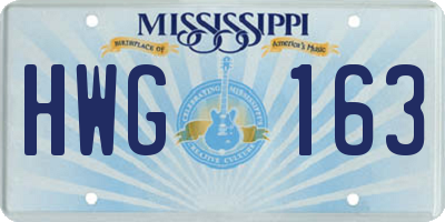 MS license plate HWG163
