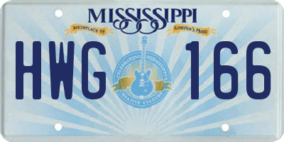 MS license plate HWG166