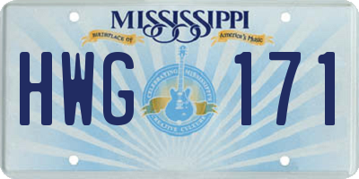 MS license plate HWG171