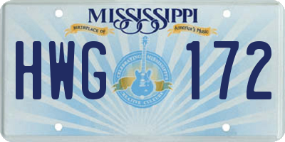 MS license plate HWG172