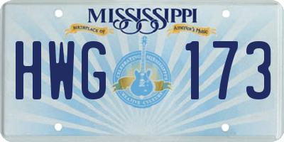 MS license plate HWG173