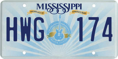 MS license plate HWG174