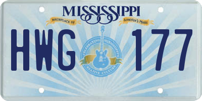 MS license plate HWG177