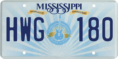 MS license plate HWG180
