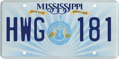 MS license plate HWG181