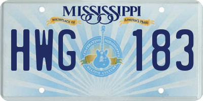 MS license plate HWG183