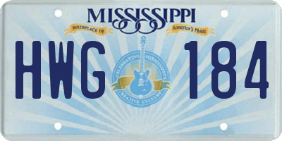 MS license plate HWG184
