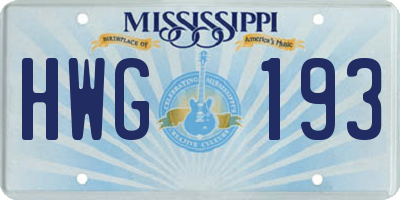 MS license plate HWG193