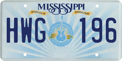 MS license plate HWG196