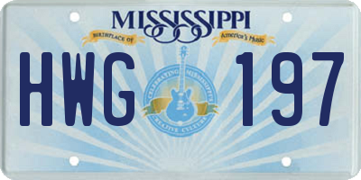 MS license plate HWG197