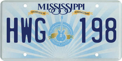 MS license plate HWG198