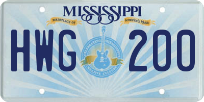 MS license plate HWG200