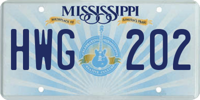 MS license plate HWG202