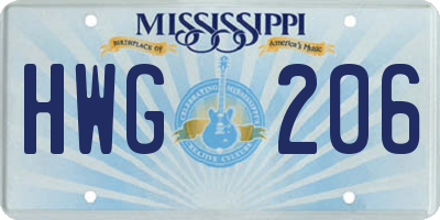 MS license plate HWG206