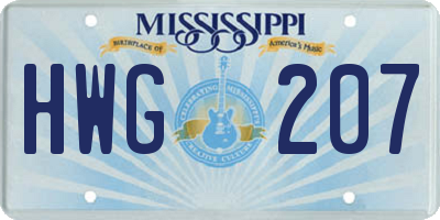 MS license plate HWG207